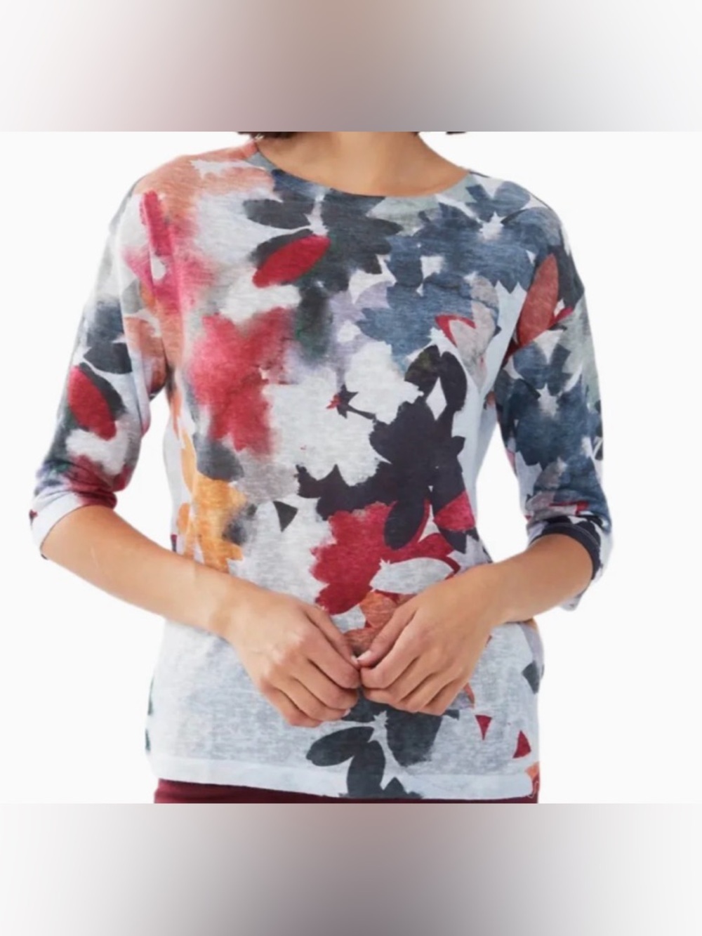 🩵❤️FDJ Floral Watercolor Long Sleeve